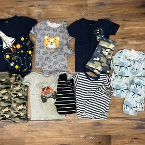 Mixed Boys' Pajama & Tee Bundle - Navy, Gray, Camo, Stripes